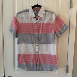 Express Men's Striped Shirt - Pink, Gray, White